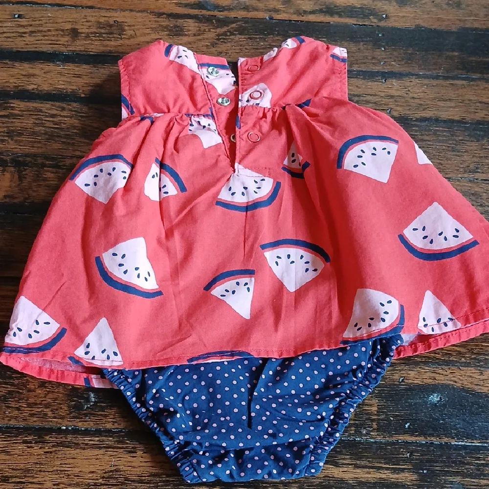 Carter's Watermelon Print Diaper Cover with Blue Bow